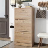 3-Drawer Shoe Storage Cabinet, 3-Tier Wood Shoe Rack Storage Organizer for Entryway W40981154