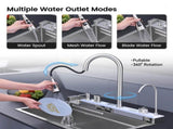 Pull-out Faucet Single Bowl Sink Kitchen Vegetable Sink 304 30"x18" Whale Waterfall Sink Stainless 95544308