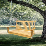 Front Porch Swing with Armrests, Wood Bench Swing with Hanging Chains,for Outdoor Patio ,Garden W49543723