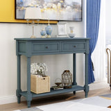 ZNTS Series Console Table Traditional Design with Two Drawers and Bottom Shelf 25384136