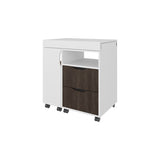 Loris Extendable Desk with Two Drawers, Open Shelves, and Sliding Mechanism B128P263731