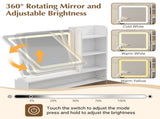 Makeup Vanity with LED Lighted Mirror, 360&deg Rotatable Mirror, Vanity Desk with 2 Drawers,Power N704P385441K