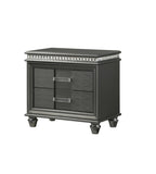 ZNTS 1pc Modern Glam Style Dark Gray Finish Crystal Inlay Edges Two Drawer Nightstand B01181031