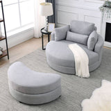 Welike Swivel Accent Barrel Modern Grey Sofa Lounge Club Big Round Chair with Storage W83469811