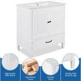 30" Bathroom Vanity with Sink Vintage Style, Multi-functional Storage Space, Door Shelf, N759P218644K