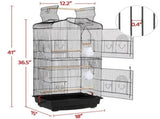 41" Four Feeders Double-Door Metal Birdcage with Slide-Out Tray, Black 52154388