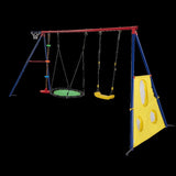 ZNTS XNS093 rinbow colour interesting three swingset with Textilene swing and Tree Swing Disc metal W1711P208402