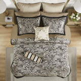 12 Piece Comforter Set with Cotton Bed Sheets Black Cal King B035128821