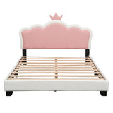 ZNTS Full size Upholstered Princess Bed With Crown Headboard,Full Size Platform Bed with Headboard and N733P180808K