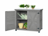 Potting Bench with Storage Cabinet and Metal Table Top for Outdoor Patio,Outdoor Work Station Table 23479910