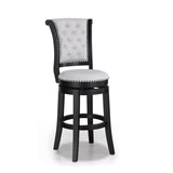2pc Swivel Pub Stools Counter Height Chair Upholstered Seat Nailhead Trim Footrest Wooden Dining B011P262360
