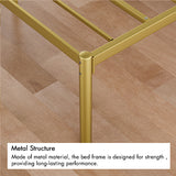 Metal Steel Platform Bed Frame with Upholstered Headboard cushion - Gold W2992P233415