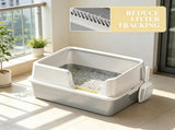 Light Gray Stainless Steel Litter Box High Side, Scoop Included, Easy Cleaning & Anti-Urine 88221846