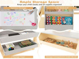 Kids Multifunctional Art Center with Double-Sided Easel, Wooden Art Table Bench Set for 3 Years, 92137640