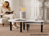 Contemporary rotatable cocktail table solid rubber wood legs, 360 degree rotating coffee table W2899P372754