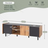 Mid Century TV Stand 3 Cabinets, Media Console Table for TVs up to 70'', Entertainment Center N710P180186B