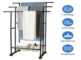 3-Tier Freestanding Towel Stand with Bottom Storage Basket, Black Iron Towel Rack with Adjustable 26651064