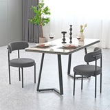 Grey Boucle Dining Chairs Set of 2,Mid-Century Modern Curved Backrest Chair,Round Upholstered W2533P170094