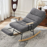 ZNTS Modern Teddy Gliding Rocking Chair with High Back, Retractable Footrest, and Adjustable Back Angle W2012137613