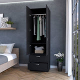 Black 2-Door 2-Drawer Wardrobe B062P205245