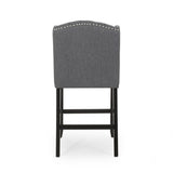 Vienna Contemporary Fabric Tufted Wingback 27 Inch Counter Stools, Set of 2, Charcoal and Dark Brown 64855.00CHAR