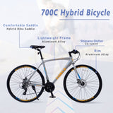24 Speed Hybrid bike Disc Brake 700C Road Bike For men women's City Bicycle W1019112677