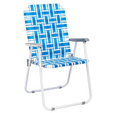 ZNTS 2pcs Steel Tube PP Webbing Bearing 120kg Folding Beach Chair Blue& White Strip 18794766