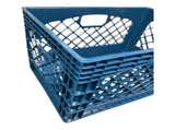 24 Qt Heavy Duty Plastic Milk Crate with Handles, Blue, 3 Pack 92643242