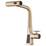 Brushed Gold Waterfall Kitchen Faucet with Temperature Display, Single Handle Kitchen Faucet with W1217P146518