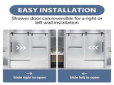 56"-60" W x 60" H Matte Black Frameless Single Sliding Shower Door, Bathtub Door, 5/16" T5595P616437