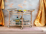 Lakelyn Clear Glass & Rose Gold Finish Serving Cart B2726P408080