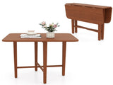 Space-Saving Round Corner Dining Table, Seats 2-4 Natural Wood Tone Foldable Kitchen Table-Walnut 15950201