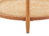 2-Tier Round Coffee Table, Water Ripple Glass Top, PE Rattan & Iron Frame, 74133085
