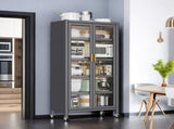 Open-door kitchen shelving Floor-to-ceiling multilevel household microwave storage cabinet bowls 88888451