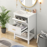 24'' Vanity with Top Sink, Modern Storage Cabinet with 2 Drawers, Single Sink N710P182935K