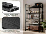 5-Tier Bookshelf 62"x24" Industrial Storage Shelf Free Standing Bookcase Metal Frame Bookcase with 27382322