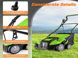 Corded Electric Lawn Dethatcher with 16-Inch Cutting Width, Wear-Resistant Wheels & Large Removable 82267826