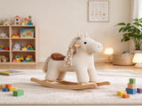Wooden Ride-On Rocking Horse with Realistic Sound & Rocking Limiter, Plush Baby Rocker for Toddlers 36705733