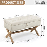 ZNTS 35 Inch Storage Ottoman, Button-Tufted Ottoman Linen Storage Bench, Ottoman with Storage W1955121377