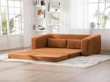 71" 2-in-1 Pull Out Foldable Loveseat Sofa Bed with Armrest & Backrest Pillows, Convertible Chenille W3118P388900