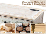 () 3-Drawer Cabinet with Carved Interior and Socket P2 MDF Solid Wood Legs 59459168