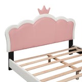 ZNTS Full size Upholstered Princess Bed With Crown Headboard,Full Size Platform Bed with Headboard and N733P180808K