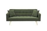 71.7 - inch Green Teddy Fleece Sofa Bed, accompanied by two charming throw pillows W3356P298510