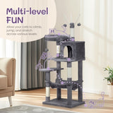 ZNTS 57 inch Cat Tree Cat Tower for Indoor Cats, Cat House with Padded Platform Bed, Toy Balls, Large 81517350