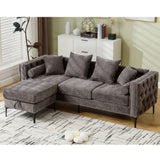 L Shaped Sectional Sofa , Convertible Storage Ottoman,Chenille ,Square W2108P191317