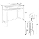 5 Piece Bar Table Set, Kitchen Bar Table and Chairs Set of 4, Modern Metal Counter Height Table with W578P303840