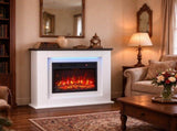 40-Inch Electric Fireplace with Mantel and LED Strip, Fireplace TV Stand for 55" TVs, Adjustable 43233760