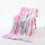 Tie Dye Soft Fluffy Rainbow Faux Fur Throw Blanket for Home 50"x63" Long Shaggytemu can only be 76658469