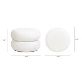 Nest 19.5" Low Round Upholstered Ottoman, Almond White Chenille B2719P269261
