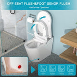 ZNTS Smart Toilet with Bidet Built in, Auto Open & Close, Elongated Heated seat, Foot Sensor Flush, LED W1243P203356